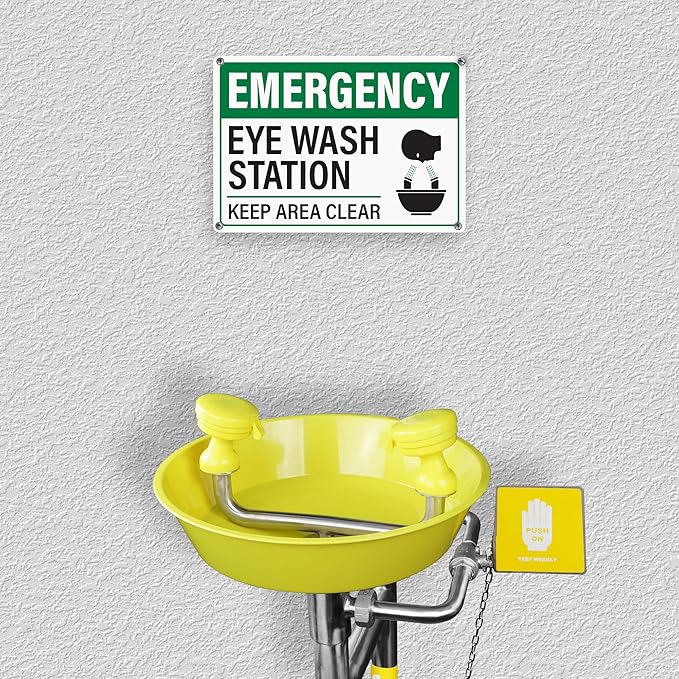 Emergency Eye Wash Station Keep Area Clear Sign 10x7 Inch | Rust-Free Aluminum Eye Wash Station, Durable Safety Sign with Pre-Drilled Mounting Holes