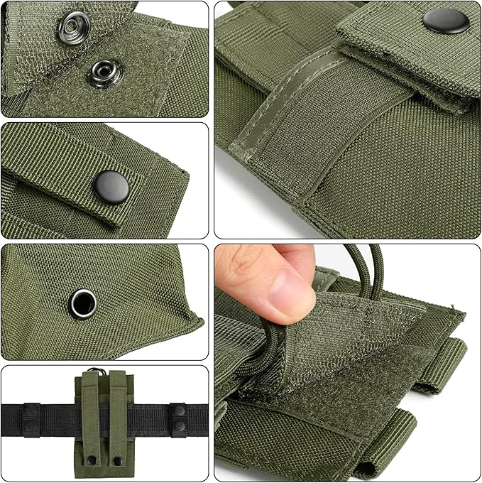 Tactical Radio Holder - Molle Radio Pouch Universal Case for Police, Firefighter - Army Green, Large