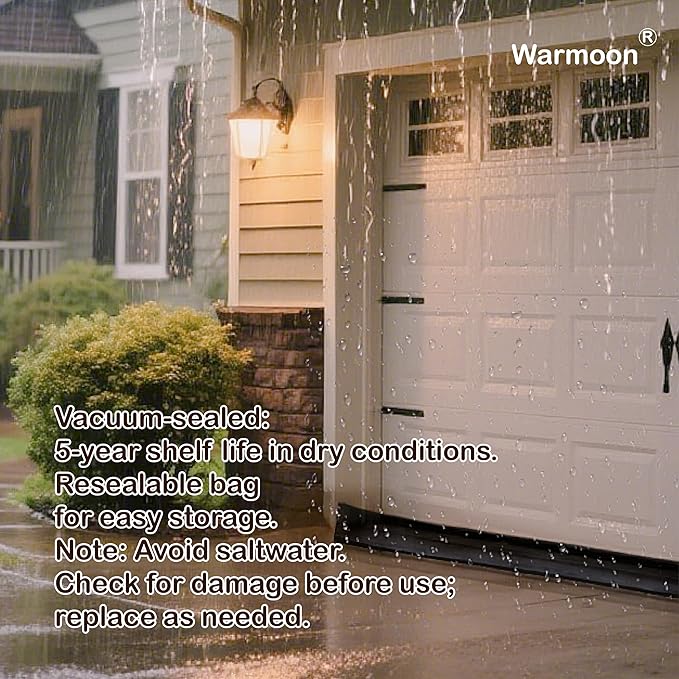 Warmoon 10ft Self-Absorbing Flood Barriers - Ideal for Home Doorways, Garage Floors & Commercial Entrances, Quick Water Activation (10ft (Pack of 5))