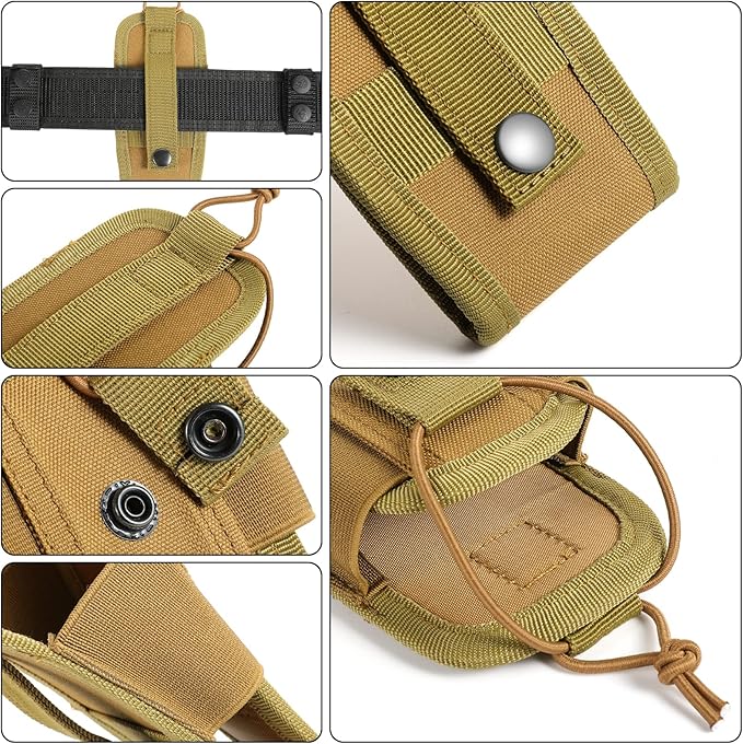 Tactical Radio Holder Radio Holster Molle Radio Pouch Universal Radio Case Military Heavy Duty Radio Bag for Police Firefighter Two Ways Walkie Talkies Vest (Tan-small)
