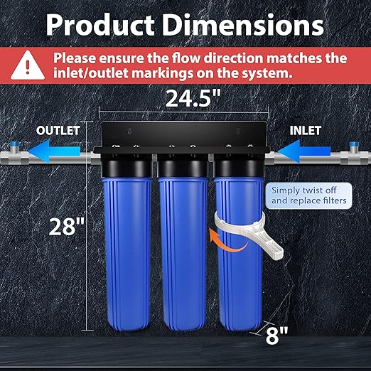 iSpring Anti-Scale Whole House Water Filter System w/Sediment, Polyphosphate, and Carbon Block Water Filters, 3-Stage Water Descaler and Water Filter, Model: WGB32B-DS