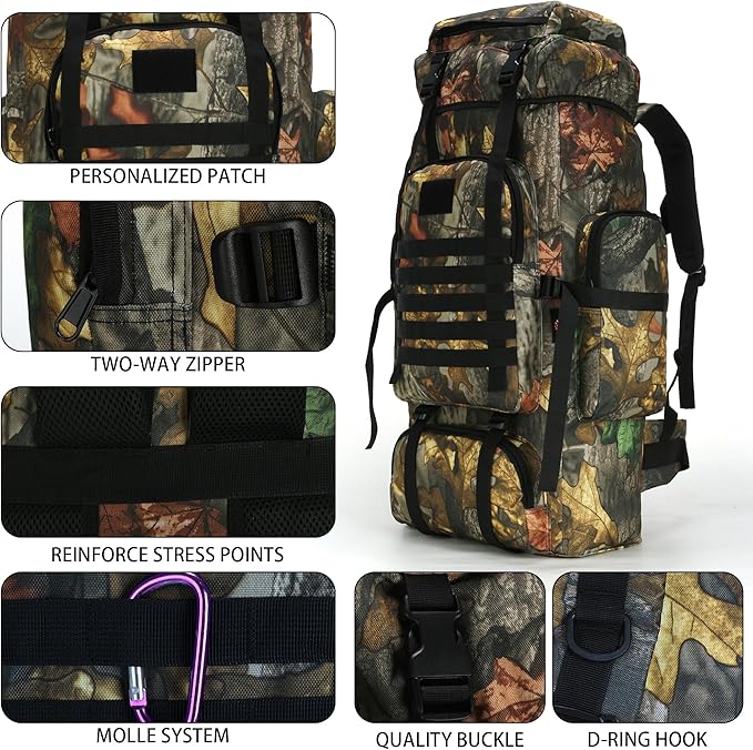 Hiking Backpack for Men 70L/100L Camping Backpack Military Rucksack Molle 3 Days Assault Pack for Climbing