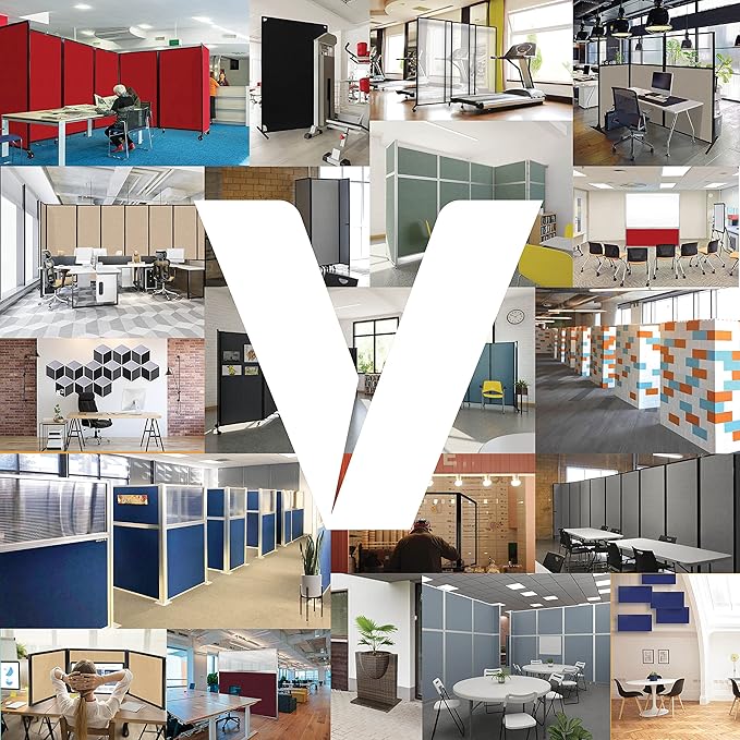 Versare Straightwall Sliding Portable Wall Partition | Freestanding Office Dividers | Locking Wheels | Temporary Room Separator | 15'6" Wide x 5' Tall Beige SoundSorb Panels