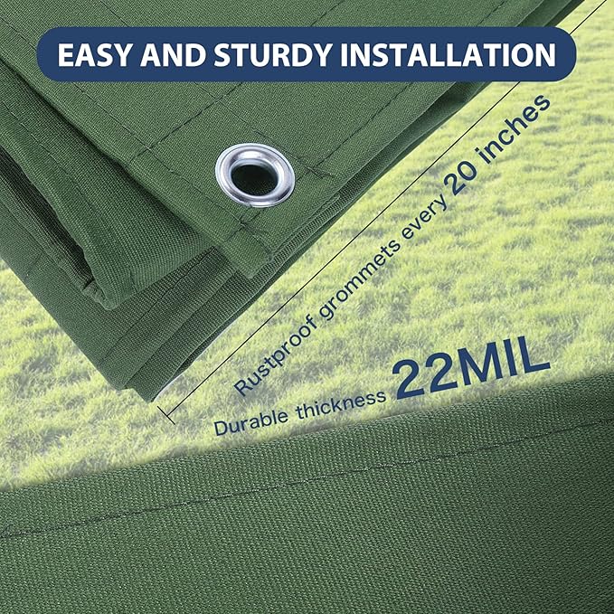 20’x20’ Canvas Tarps Heavy Duty Waterproof Tarpaulins with Aluminum Grommets,UV Resistant, 22Mil Multipurpose Drop Cloth, 14oz Durable Cover Sheet for Outdoor and Indoor Use with Ropes.