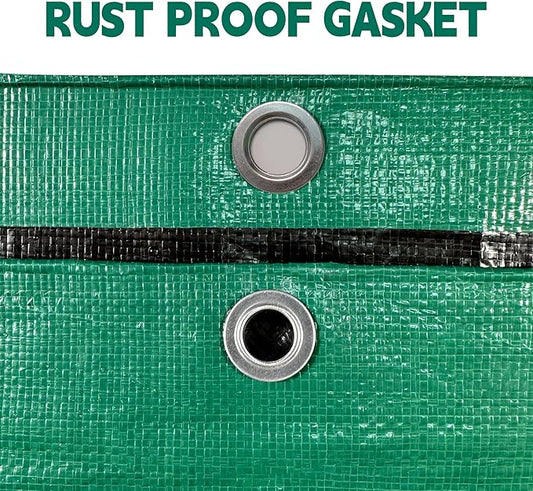 Tarp 15x25 ft Heavy Duty 100% Waterproof 10mil,UV Resistant,Durable Grommets and Reinforced Edges Green/Black Tarp for Camping, Swimming Pools,Car Coverage -by MVPNET