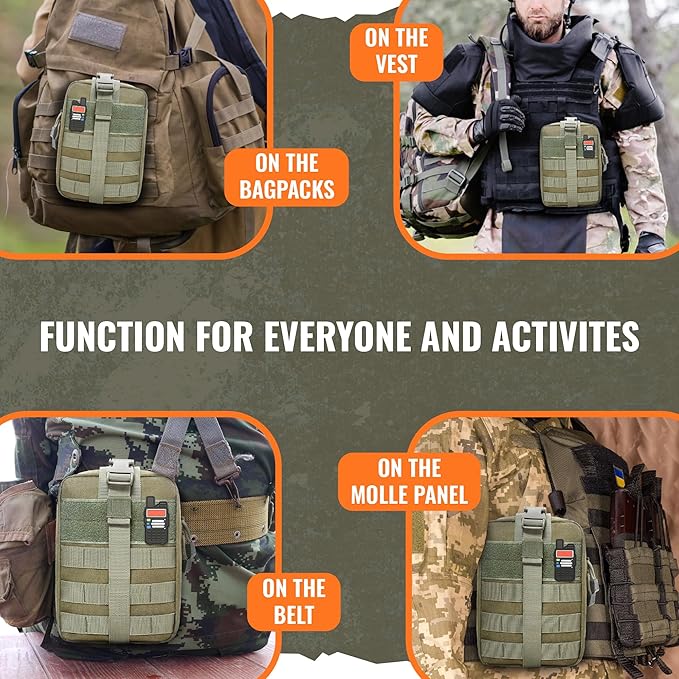 Ham Radio Go Bag in Green Color with Tear-Away Hook and Loop Back - Molle Compatible, Multi-Pocket Design for Radios, Cables, and Gear. Radio Bug Out Bag works as a Survival Radio Kit
