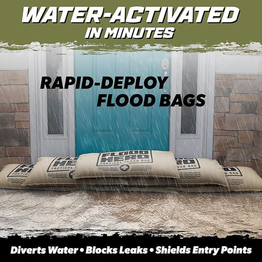 Flood Hero 2 x 1 ft Water Activated Sandbags - 6 Pack Flood Bag Barriers
