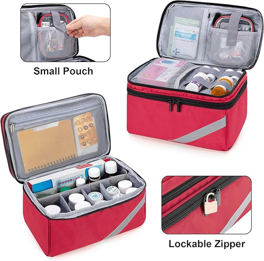Trunab Medicine Storage and Organizer Bag Empty, Pill Bottle Organizer with Portable Small Pouch, Home First Aid Box for Emergency Medication, Supplements or Medical Kits (Bag Only)(Patent Design)