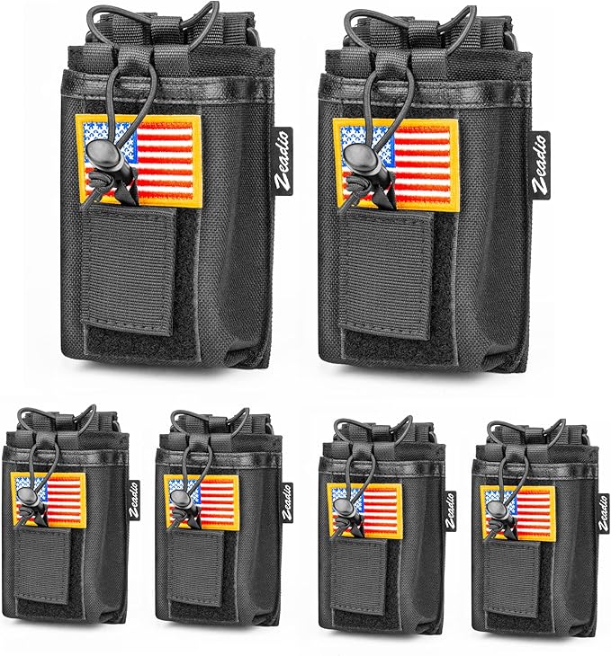 Zeadio MOLLE Compatible Radio Pouch - Versatile Walkie Talkie Holder with Hook and Loop Panel for Two-Way Radio Walkie Talkies, Pack of 6