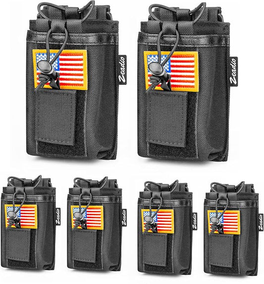 Zeadio MOLLE Compatible Radio Pouch - Versatile Walkie Talkie Holder with Hook and Loop Panel for Two-Way Radio Walkie Talkies, Pack of 6