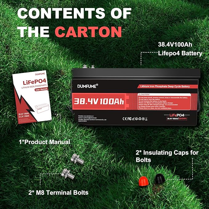 36V 100Ah LiFePO4 Lithium Battery Built-in 200A BMS & 15000 Cycles,3840W Motor Support,High Energy Density Golf Cart Battery,RV,Home Energy Storage,Off-grid Applications