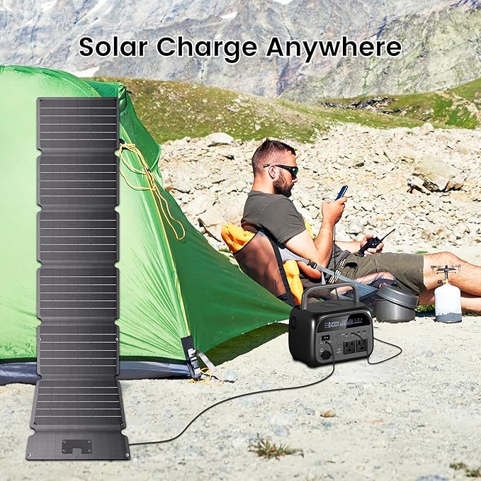 54W Portable Solar Panel, Foldable Solar Panel Charger with 20.5V (DC+USB C) & 12V USB A Output, IP67 Waterproof Emergency Power Camping, Suitable for Small Generators, Phones, PCs,Power Bank