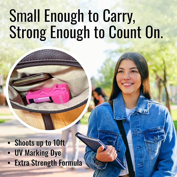 Mace Personal Safety Alarm & Mace Pepper Spray Kit - Loud 130db Siren with Built in Emergency Whistle, 10 Feet Range Pocket Model (0.42 oz) Self Defense Pepper Spray for Women & Men - Neon Pink