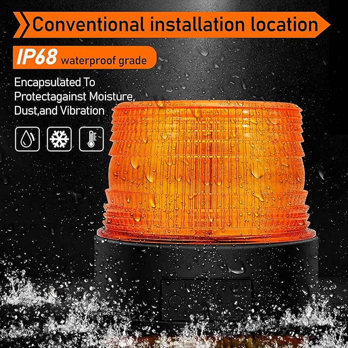 AnTom 2PCS Magnetic Wireless Strobe Lights, Rechargeable Emergency Flashing Warning Battery Operated Beacon Light for Vehicle, forklifts,Tractors,Golf carts,UTVs,Cars,Buses