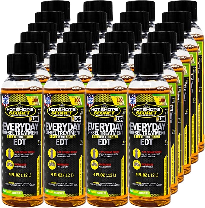 Hot Shot's Secret Everyday Diesel Treatment 4oz (24 Pack), 6-in-1 Diesel Additive - Injector Cleaner, Fuel System Cleaner, Fuel Additive Boosts Cetane