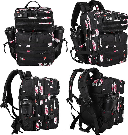 LHI Tactical Military Backpack for Men and Women 25L/35L Army Assault Pack Bag Small Rucksack with Bottle Holder