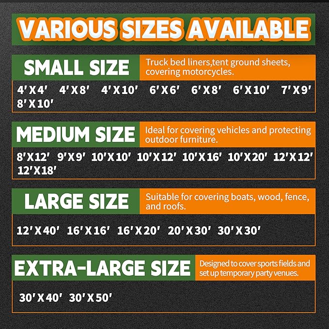 RAINDEWAY Tarps 20x30 Feet,Tarp Waterproof,5.5 Mil Thick, Multipurpose Waterproof Poly Tarp Cover with Metal Grommets and Reinforced Edges,Green Tarps