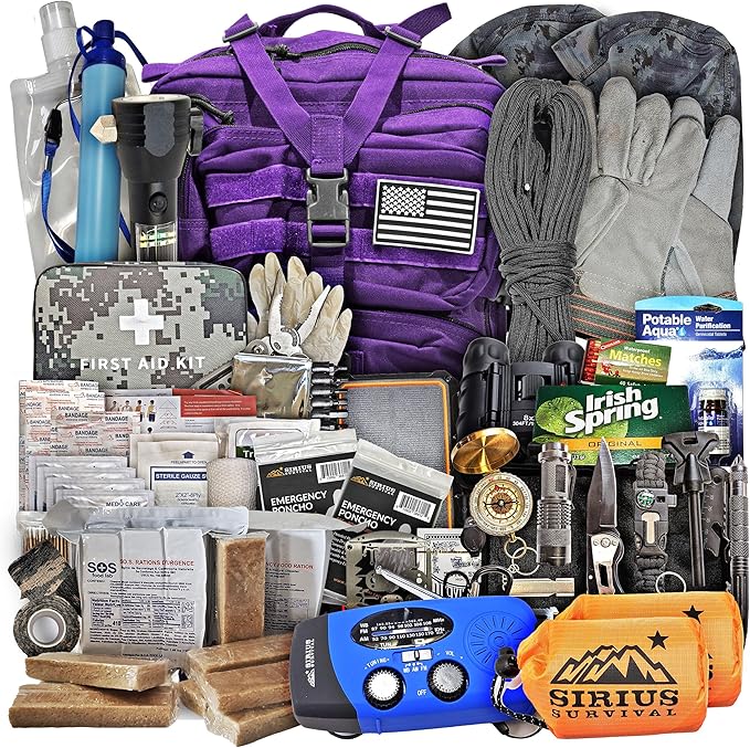 Sirius: Pre-Packed Bug Out Bag - 72 Hour Kit for 2 People - Bugout Backpack Survival Kit - Premium 50L Go Bag Tactical Backpack - Essential Bug Out Gear - Upgraded Survival Backpack