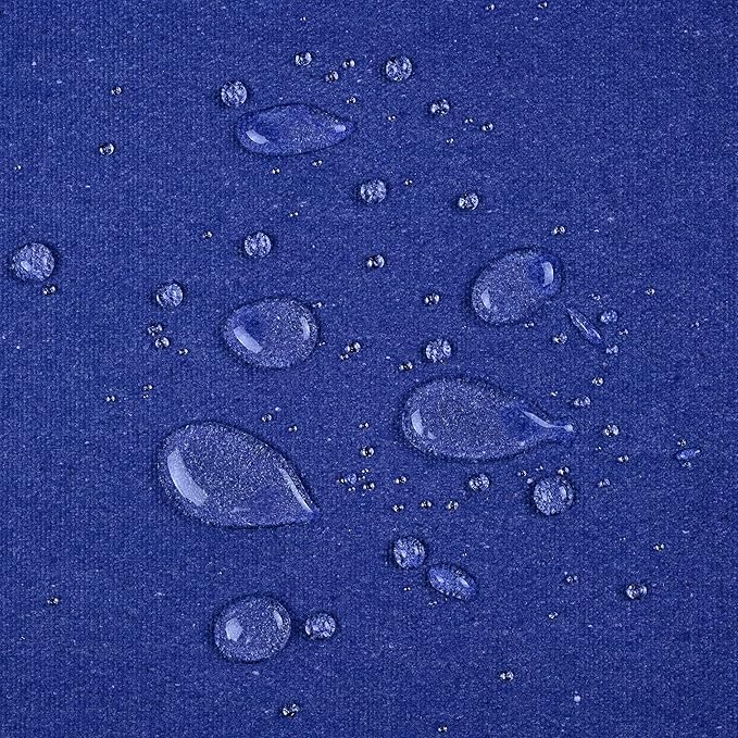 WHITEDUCK 10'x12' Canvas Tarp 18 oz/37 Mil Heavy Duty Waterproof UV Resistant, Rustproof Grommets, Industrial & Commercial Use Cloth Tarp (Finished Size: 9'6"x11'6", Blue)
