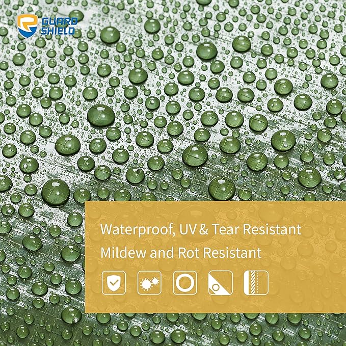 GUARD SHIELD Green Tarp Waterproof 10x14 Feet Medium Duty All Purpose Poly Tarps Cover 7mil