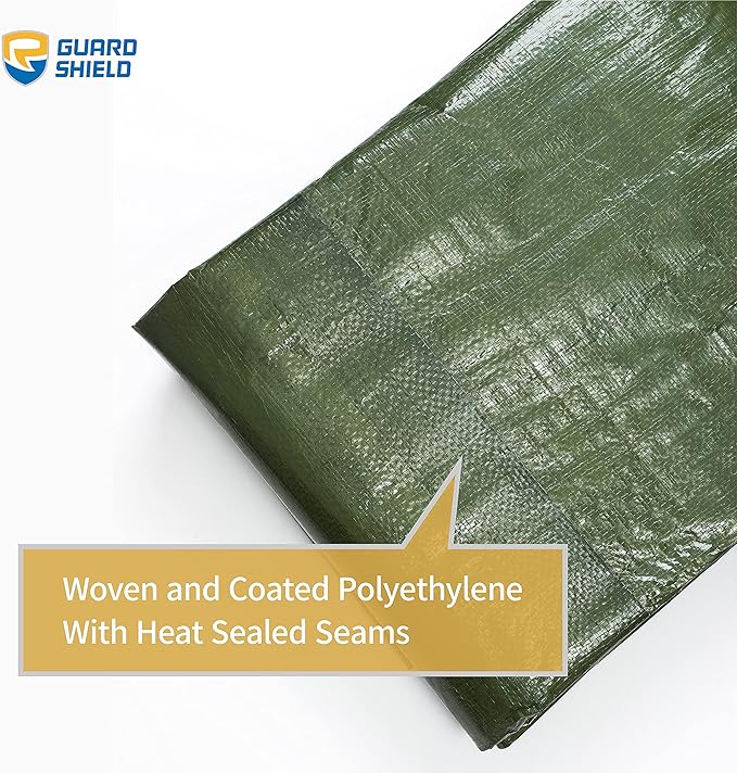 GUARD SHIELD Green Tarp Waterproof 24x24 Feet Medium Duty All Purpose Poly Tarps Cover 7mil