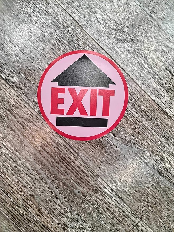 CLEVER SIGNS Exit Sign, 10 Decals per Pack, 7.5" Round, Social distancing Sign, Social distancing Floor Decals
