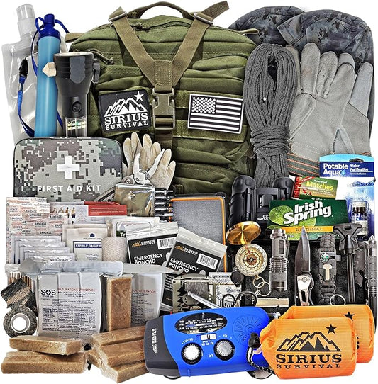 Sirius: Pre-Packed Bug Out Bag - 72 Hour Kit for 2 People - Bugout Backpack Survival Kit - Premium 50L Go Bag Tactical Backpack - Essential Bug Out Gear - Upgraded Survival Backpack