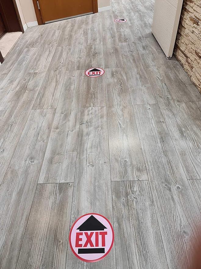 CLEVER SIGNS Exit Sign, 10 Decals per Pack, 7.5" Round, Social distancing Sign, Social distancing Floor Decals