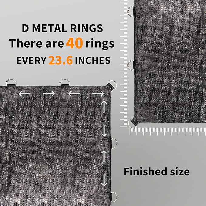 TARPAL Tarp 20x20 Feet Heavy Duty Tarps 14mil D-Ring Waterproof Tarp for Outdoors UV Protection Triangular Sewing Design Reinforced Corners and Edges（Black）