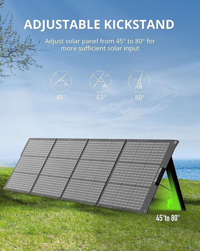 GROWATT 200W Solar Panels Portable for Power Station, 24V Solar Panel Waterproof IP67 Foldable Solar Charger with Adjustable Kickstands, Universal Connector, Dustproof for Camping RV Off Grid System