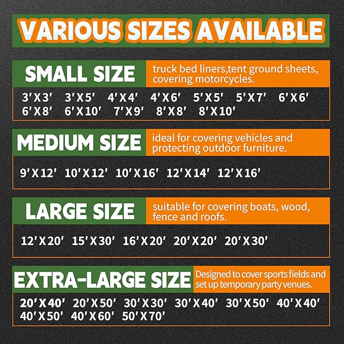 RAINDEWAY Tarps 20x40 Feet,8 Mil Blue Large Tarp,UV Resistant,Durable,Multipurpose Waterproof Poly Tarp Cover with Metal Grommets and Reinforced Edges