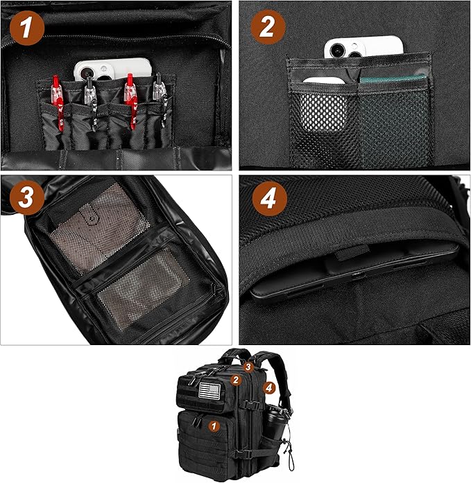 LHI Tactical Military Backpack for Men and Women 25L/35L Army Assault Pack Bag Small Rucksack with Bottle Holder