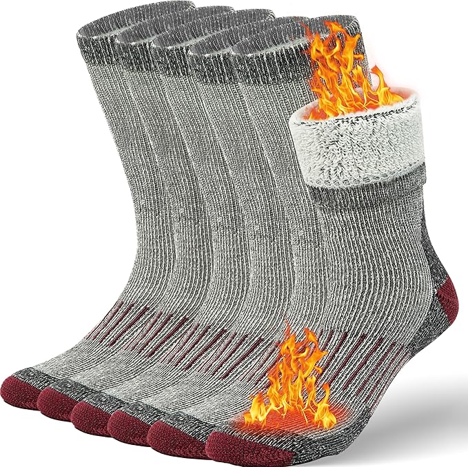 Buttons & Pleats Wool Socks for Men & Women Merino Thermal Warm Cozy Winter Boot Sock