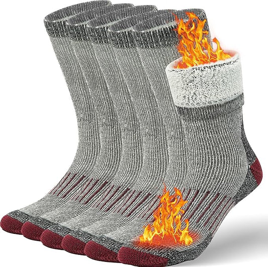 Buttons & Pleats Wool Socks for Men & Women Merino Thermal Warm Cozy Winter Boot Sock